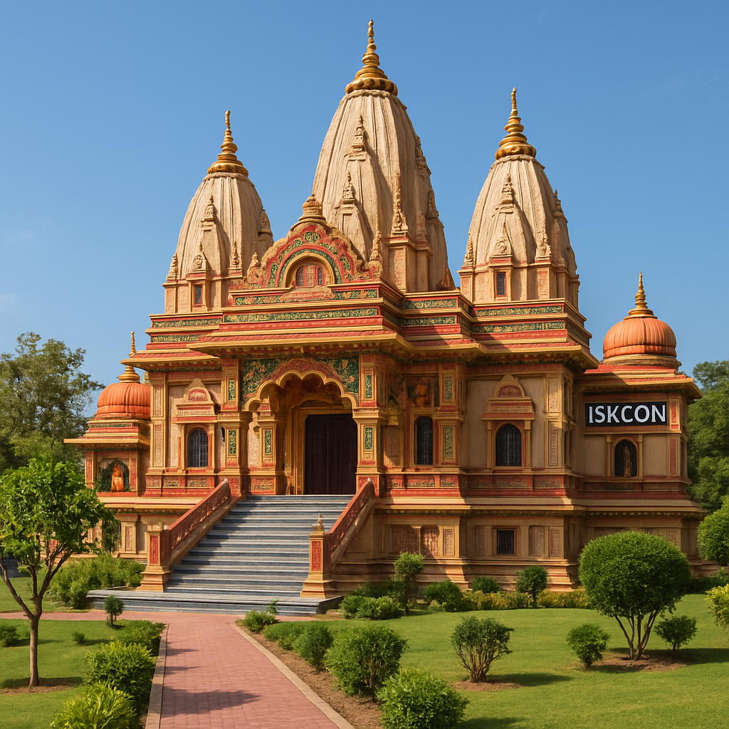 ISKCON Ferozepur temple design with spiritual ambience
